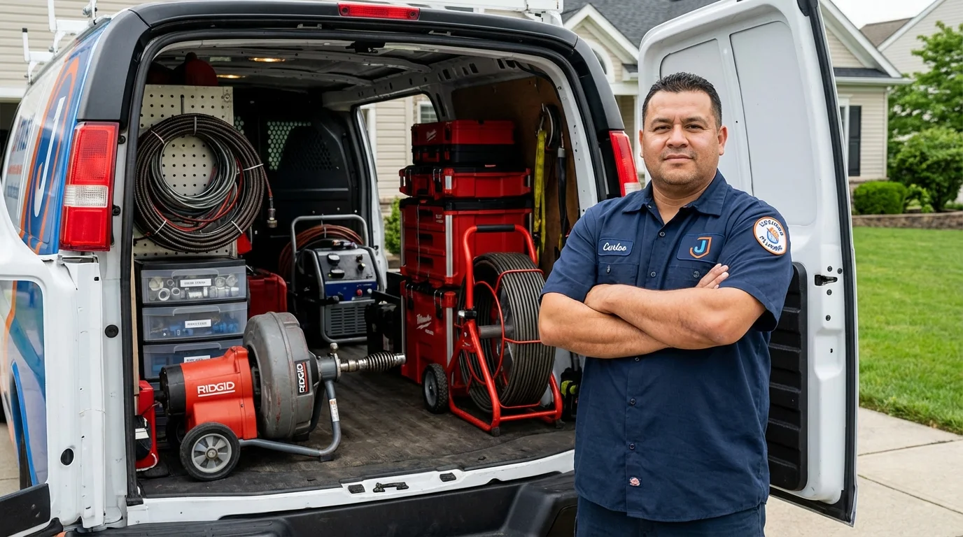 Professional drain cleaning equipment and Johns Plumbing LLC plumber in High Point