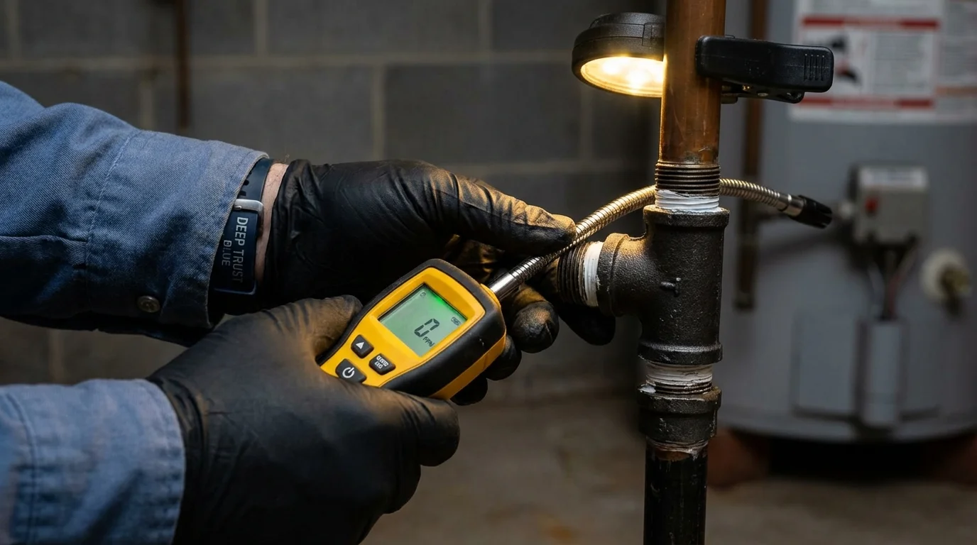 Gas leak detection with electronic sniffer by Johns Plumbing LLC in High Point
