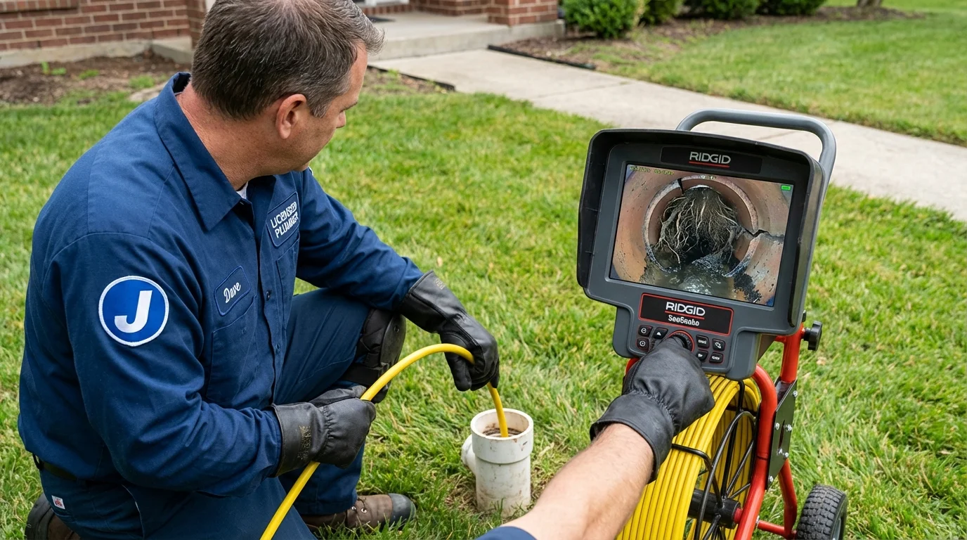 Sewer camera inspection being performed by Johns Plumbing LLC in High Point